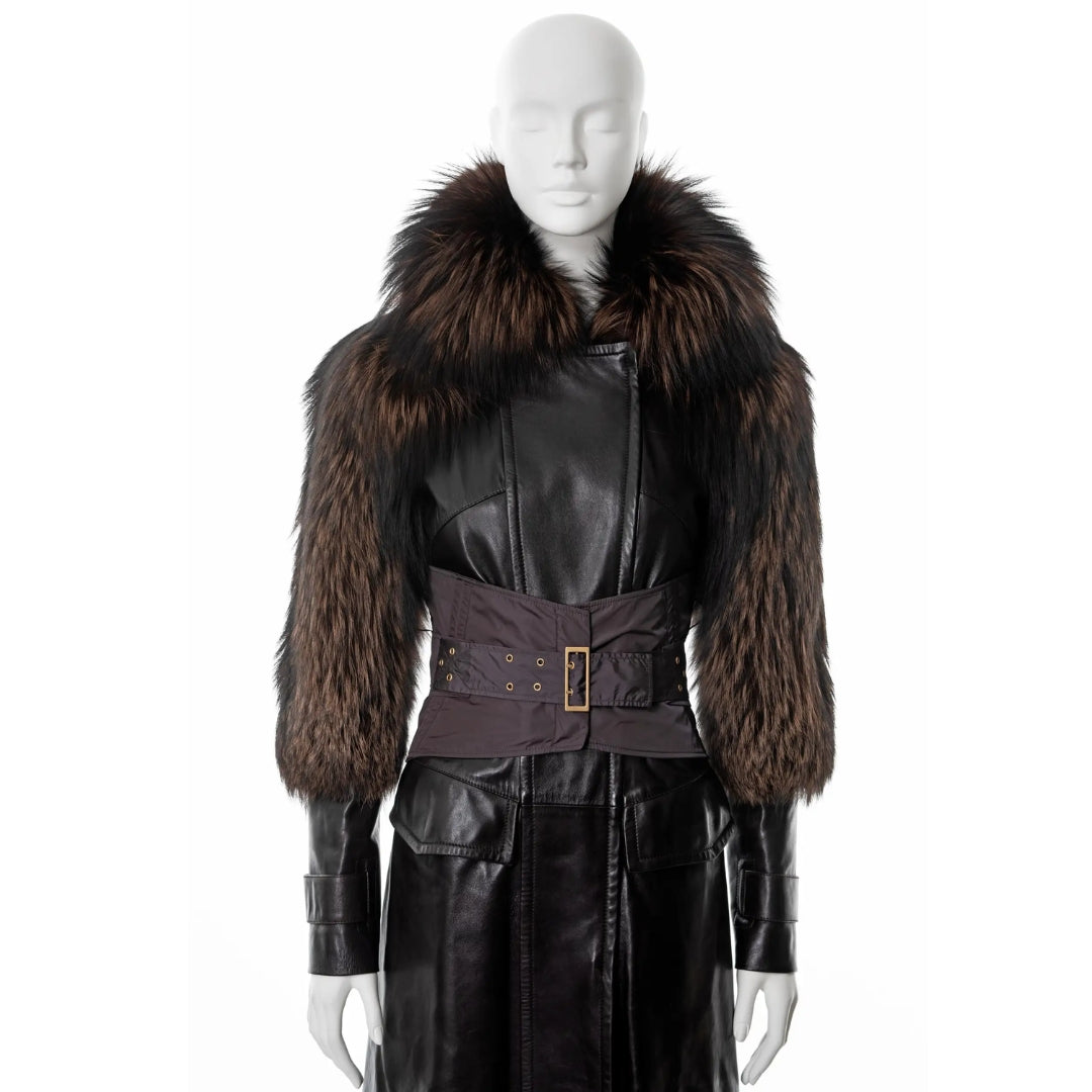 Gucci by Tom Ford FW 2003 - Fox fur and leather corseted coat