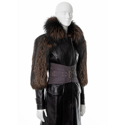 Gucci by Tom Ford FW 2003 - Fox fur and leather corseted coat