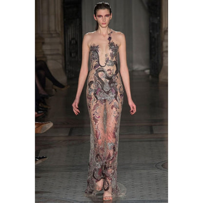 Julien MacDonald Fall 2014 - Ultra Rare Purple and Silver Sequin Beaded dress