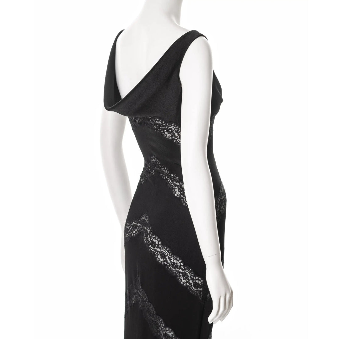 Christian Dior by John Galliano SS 1999 - Black evening dress with lace inserts
