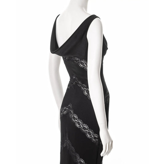 Christian Dior by John Galliano SS 1999 - Black evening dress with lace inserts