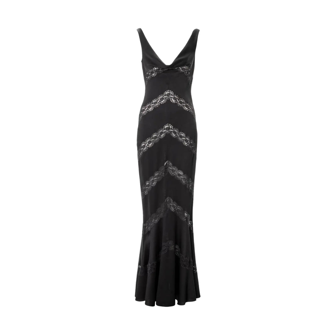 Christian Dior by John Galliano SS 1999 - Black evening dress with lace inserts