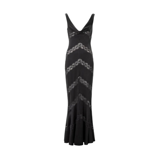 Christian Dior by John Galliano SS 1999 - Black evening dress with lace inserts