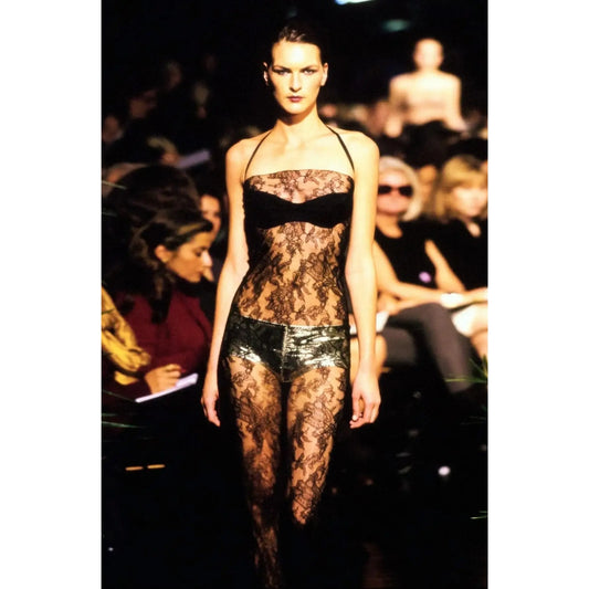 Dolce & Gabbana SS 1999 - Black Lace Evening Dress with Integrated Bra