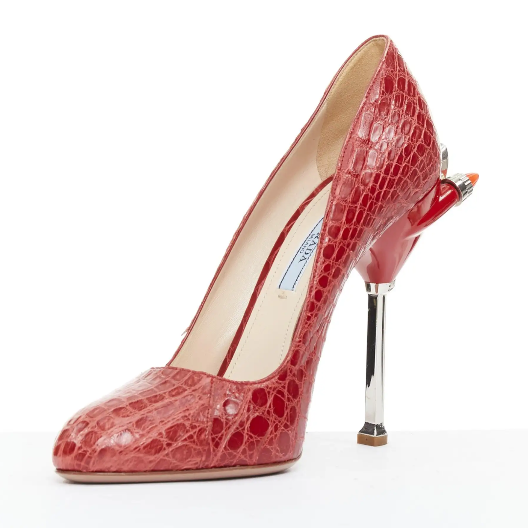 Prada SS 2012 - Ultra Rare Red croc rocket flame heel pumps