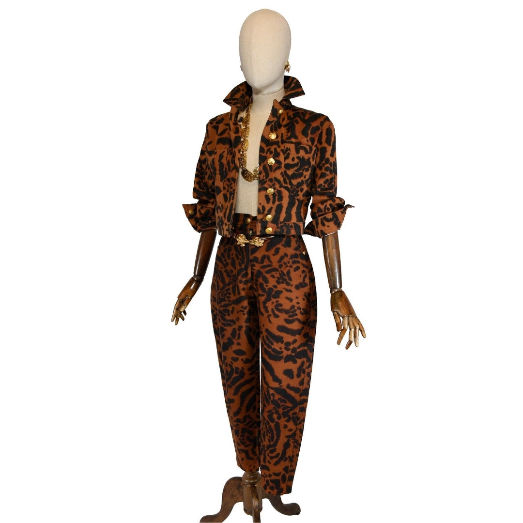 Gianni Versace SS 1992 - Animal print Denim matching set