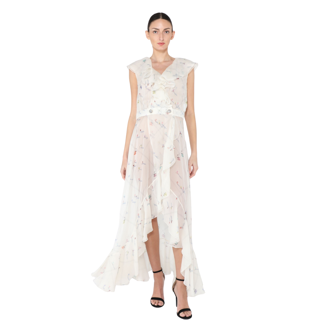 Chanel F/W 2019 Ski Motif Silk Dress