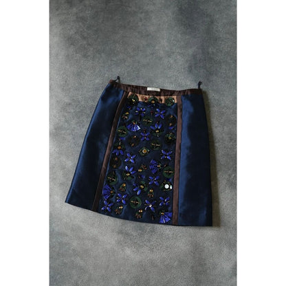 Prada SS 2005 - Blue Crystal embodied A-Line skirt