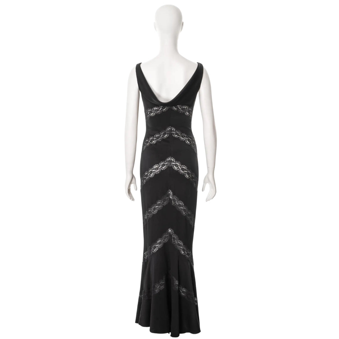 Christian Dior by John Galliano SS 1999 - Black evening dress with lace inserts