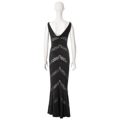 Christian Dior by John Galliano SS 1999 - Black evening dress with lace inserts