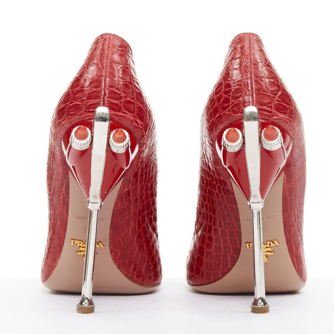 Prada SS 2012 - Ultra Rare Red croc rocket flame heel pumps
