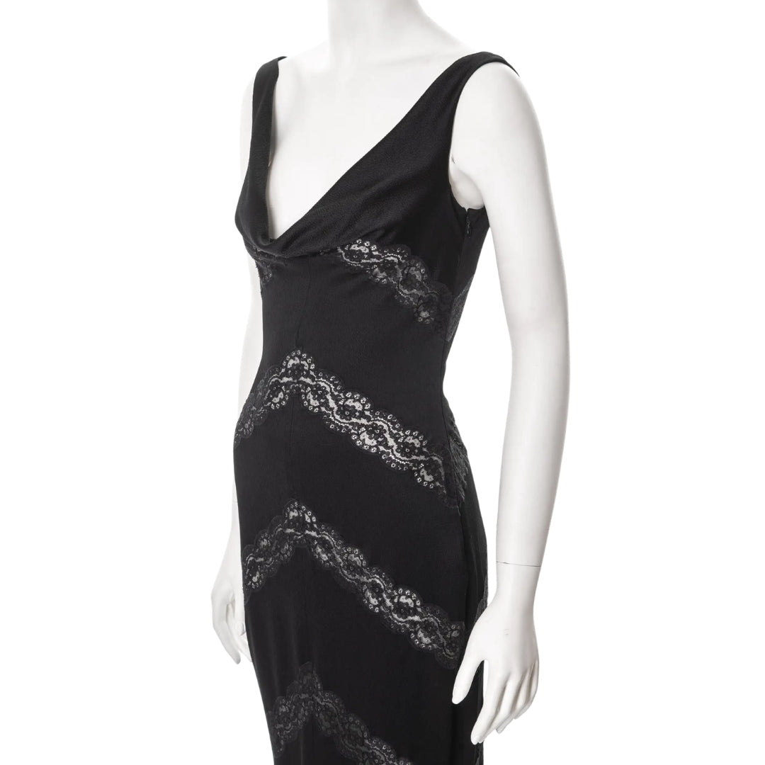 Christian Dior by John Galliano SS 1999 - Black evening dress with lace inserts