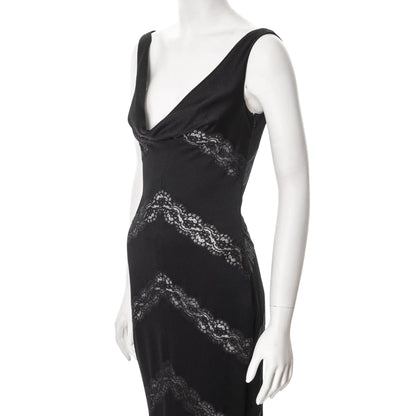Christian Dior by John Galliano SS 1999 - Black evening dress with lace inserts