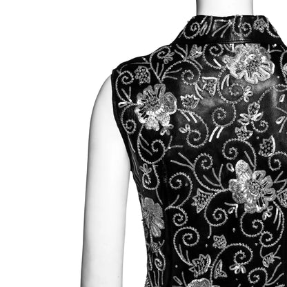 Dolce & Gabbana FW 1999 - Black embroidered leather pant suit with embellishments