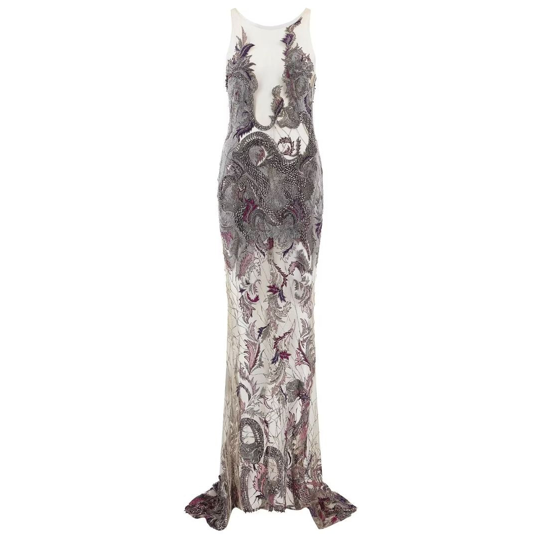 Julien MacDonald Fall 2014 - Ultra Rare Purple and Silver Sequin Beaded dress