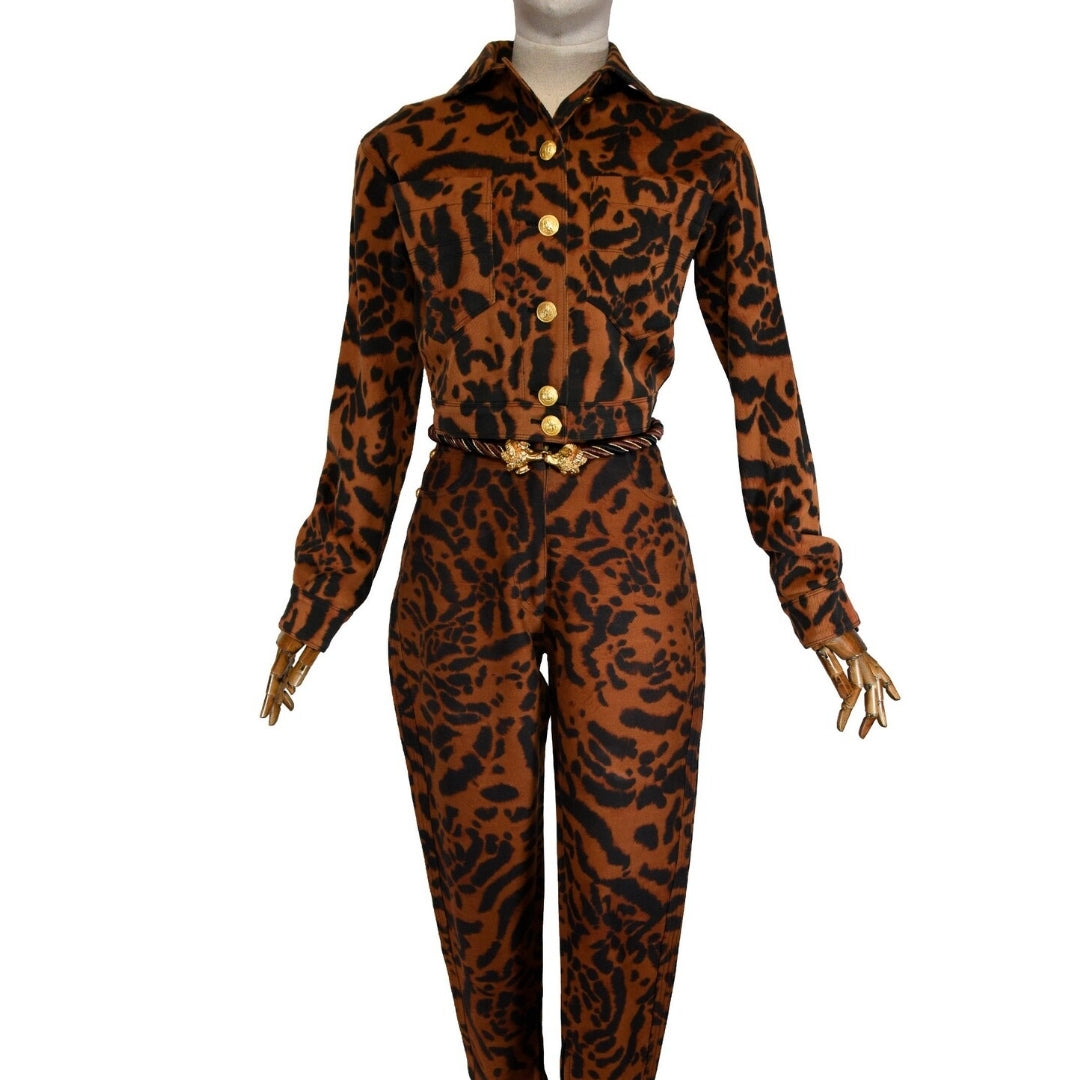 Gianni Versace SS 1992 - Animal print Denim matching set