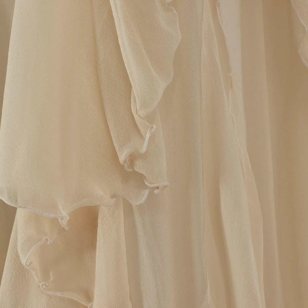 Julien Macdonald SS 2011 - White Silk Chiffon Dress and Cape with Appliques