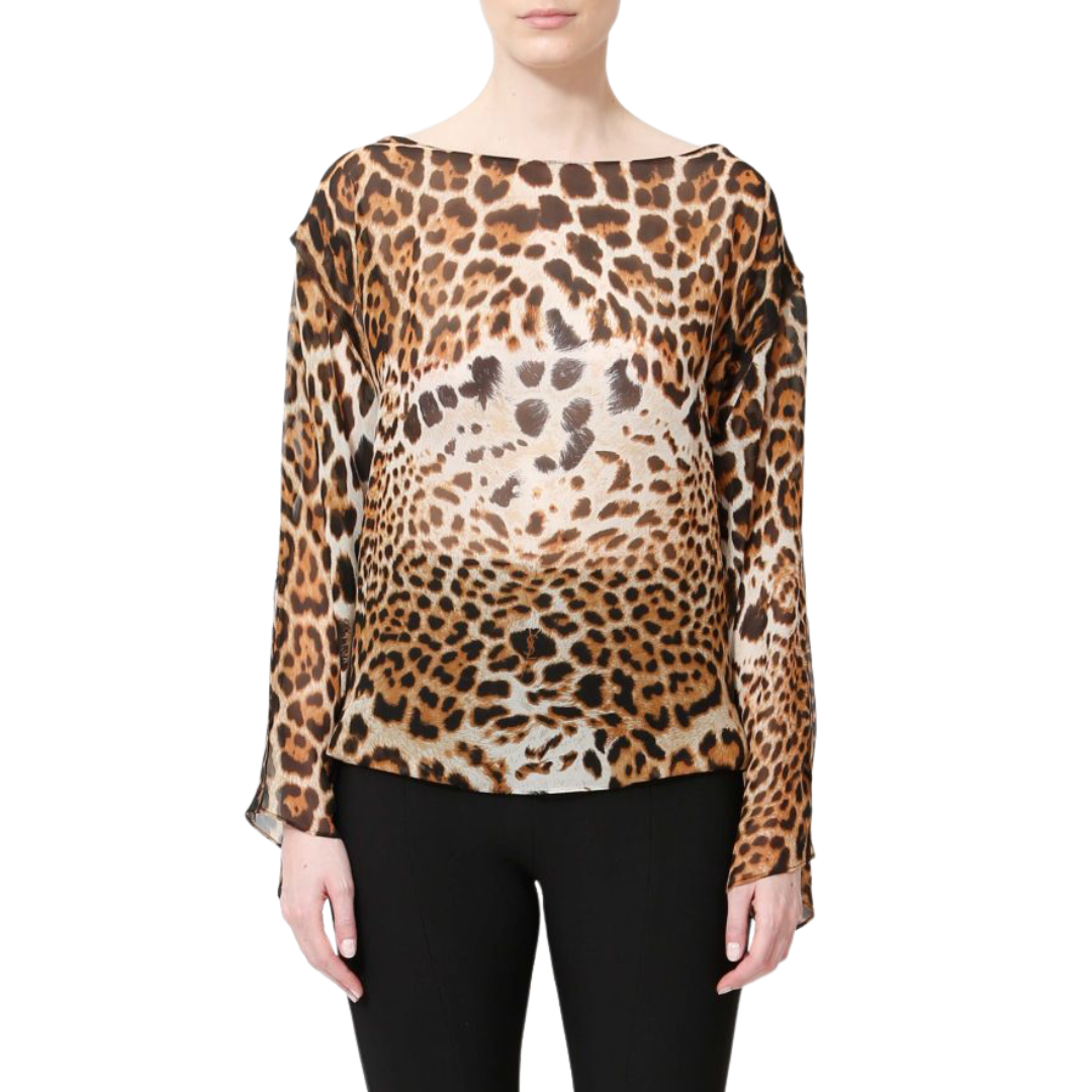 Saint Laurent S/S 2000 Leopard Print Blouse