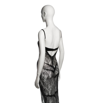 Dolce & Gabbana SS 1999 - Black Lace Evening Dress with Integrated Bra