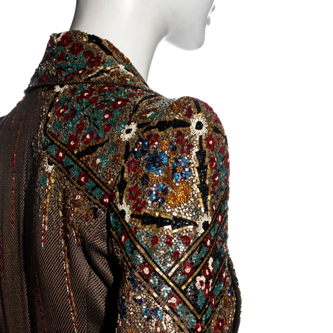 Jean-Louis Scherrer FW 2001 - Embellished brown wool pant suit