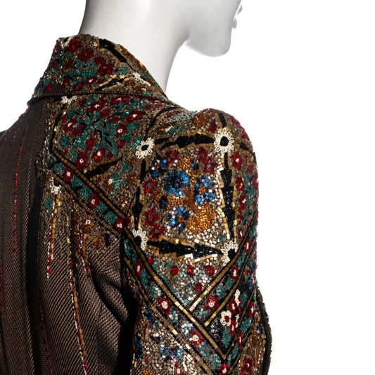 Jean-Louis Scherrer FW 2001 - Embellished brown wool pant suit
