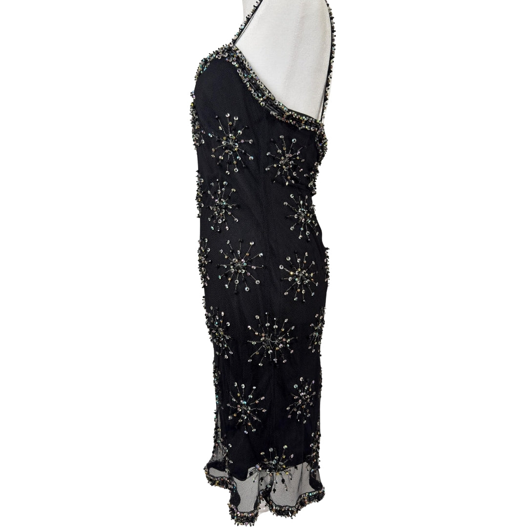 Vivienne Tam SS 1998 - Black Sequin and Beaded Mini Dress