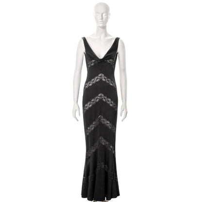 Christian Dior by John Galliano SS 1999 - Black evening dress with lace inserts
