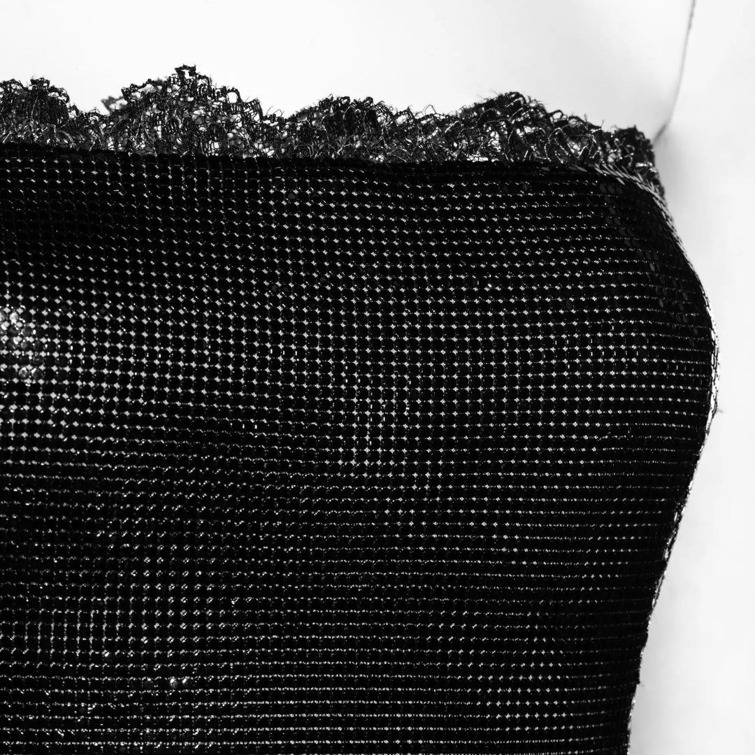Gianni Versace FW 1999 - Black lace and oroton metal chainmail strapless corset