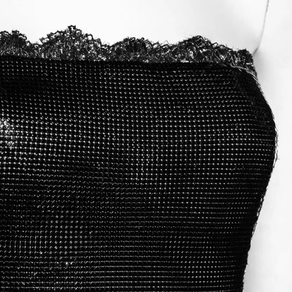 Gianni Versace FW 1999 - Black lace and oroton metal chainmail strapless corset