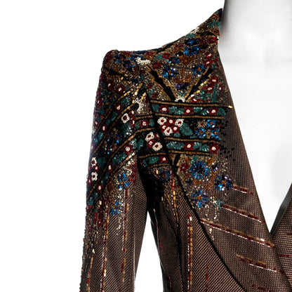 Jean-Louis Scherrer FW 2001 - Embellished brown wool pant suit