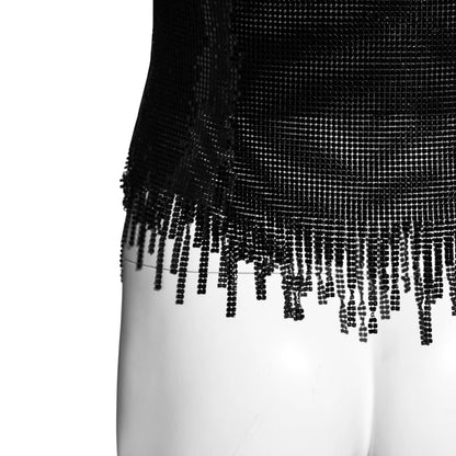 Gianni Versace FW 1999 - Black lace and oroton metal chainmail strapless corset