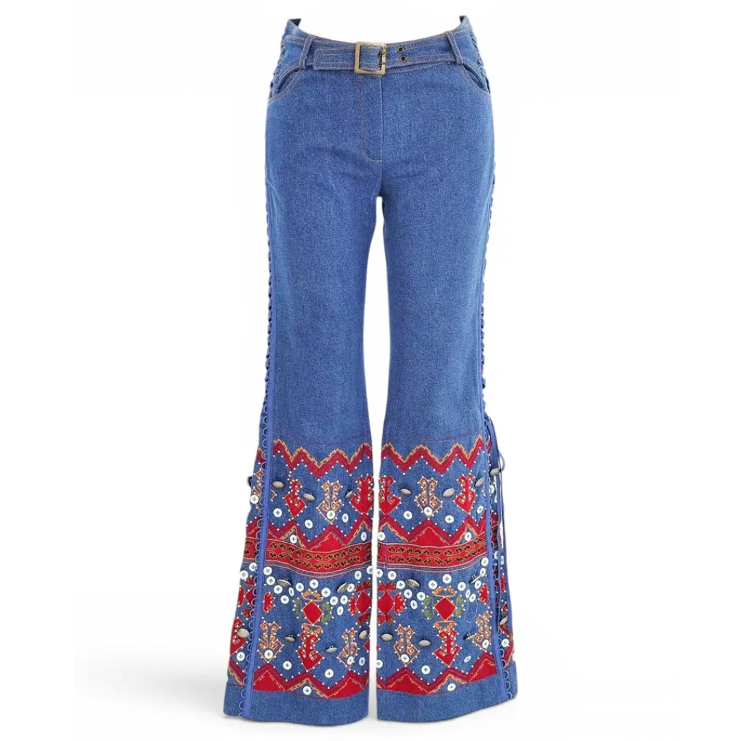 Ultra Rare 2002 Christian Dior bead embellished flare jeans