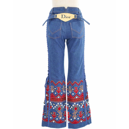 Ultra Rare 2002 Christian Dior bead embellished flare jeans