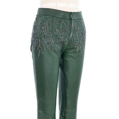 1999 GUCCI EMBROIDERED LEATHER TROUSERS