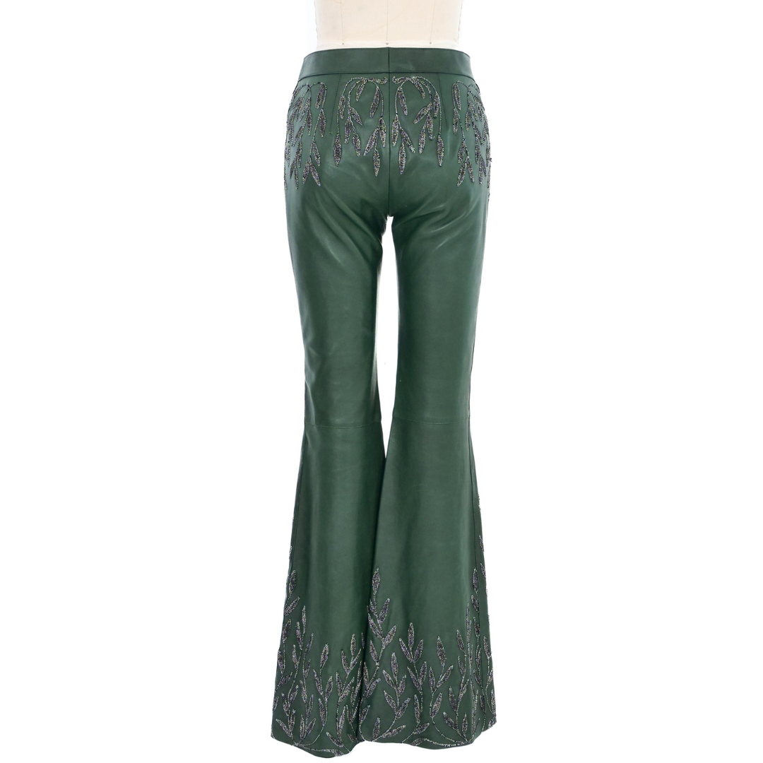 1999 GUCCI EMBROIDERED LEATHER TROUSERS