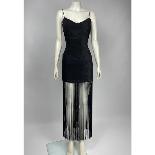 Dolce & Gabbana F/W 1993 fringe and lace maxi dress