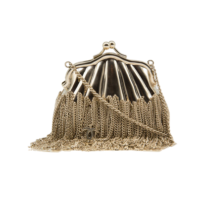 Chanel Gold Chain Tassel Shell Coin Purse