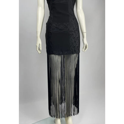 Dolce & Gabbana F/W 1993 fringe and lace maxi dress