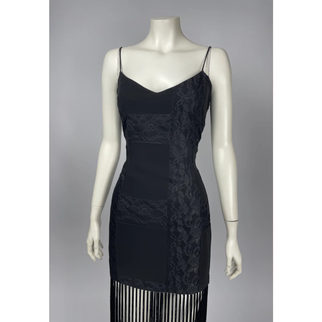 Dolce & Gabbana F/W 1993 fringe and lace maxi dress