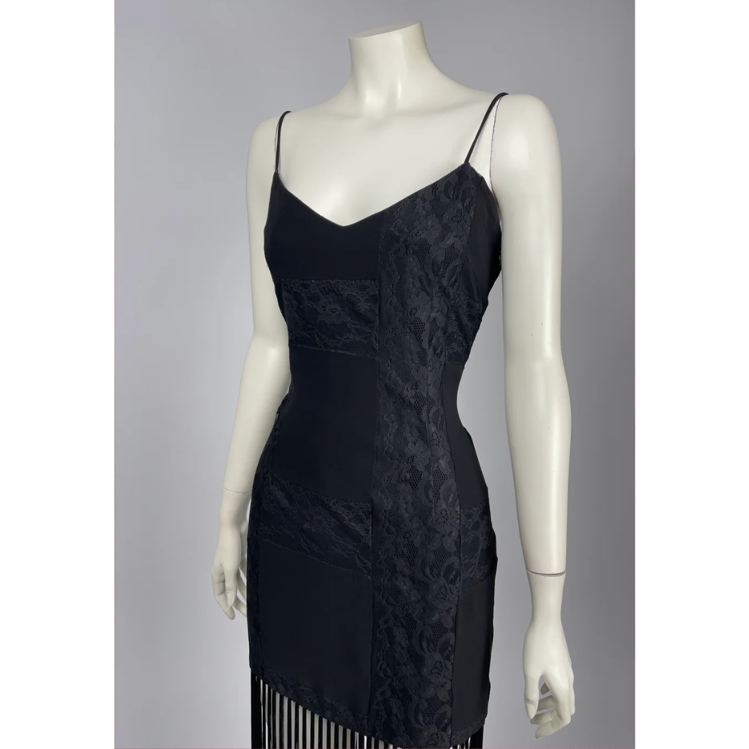 Dolce & Gabbana F/W 1993 fringe and lace maxi dress