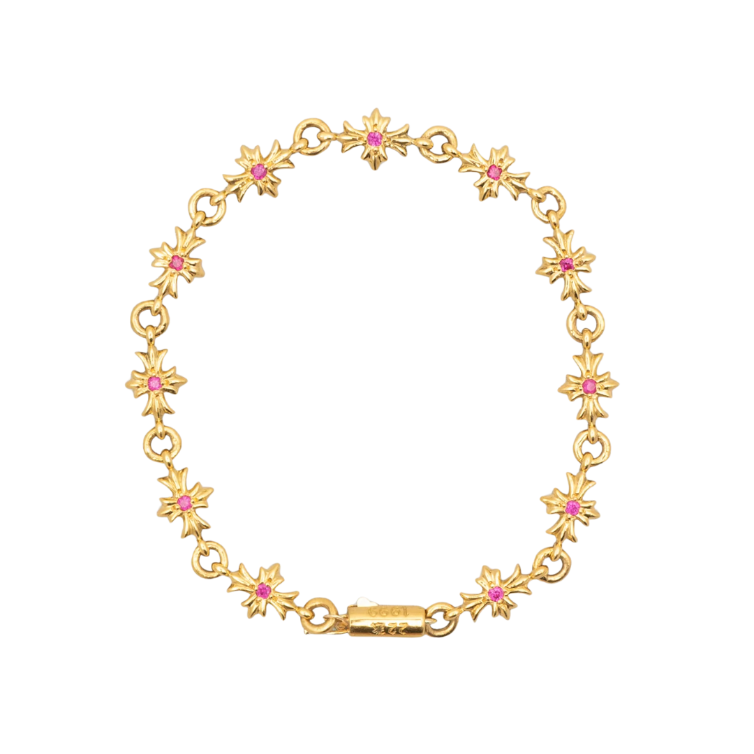 Chrome Hearts 22k Ruby Tiny E Bracelet