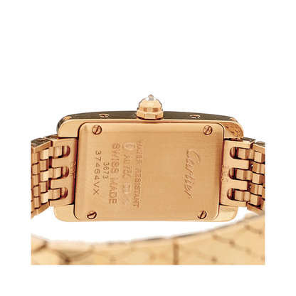 Cartier 18K Pink Gold Diamond Bezel 15mm Tank American Watch