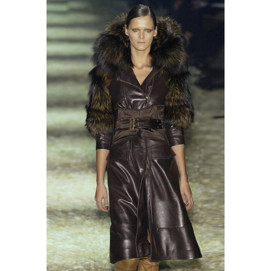 Gucci by Tom Ford FW 2003 - Fox fur and leather corseted coat