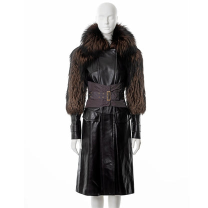 Gucci by Tom Ford FW 2003 - Fox fur and leather corseted coat