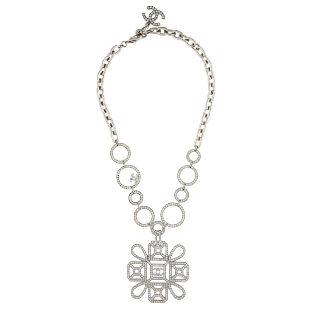 Chanel SS 2017 Strass CC Silver Collar necklace