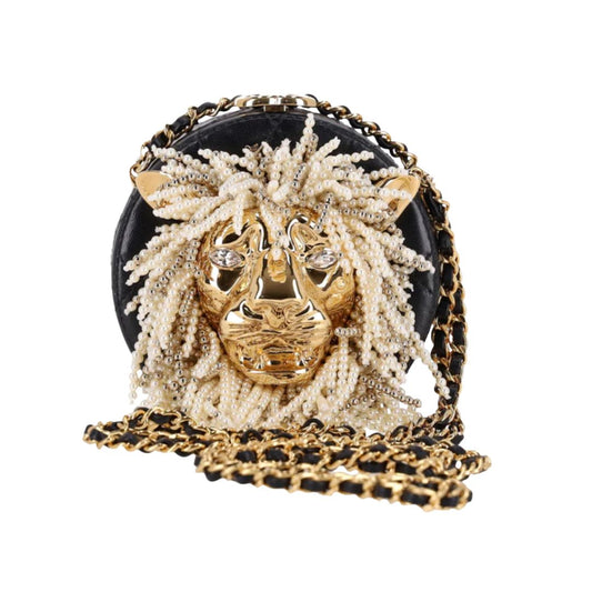 Chanel Lion Head Pearl & Leather Evening Bag