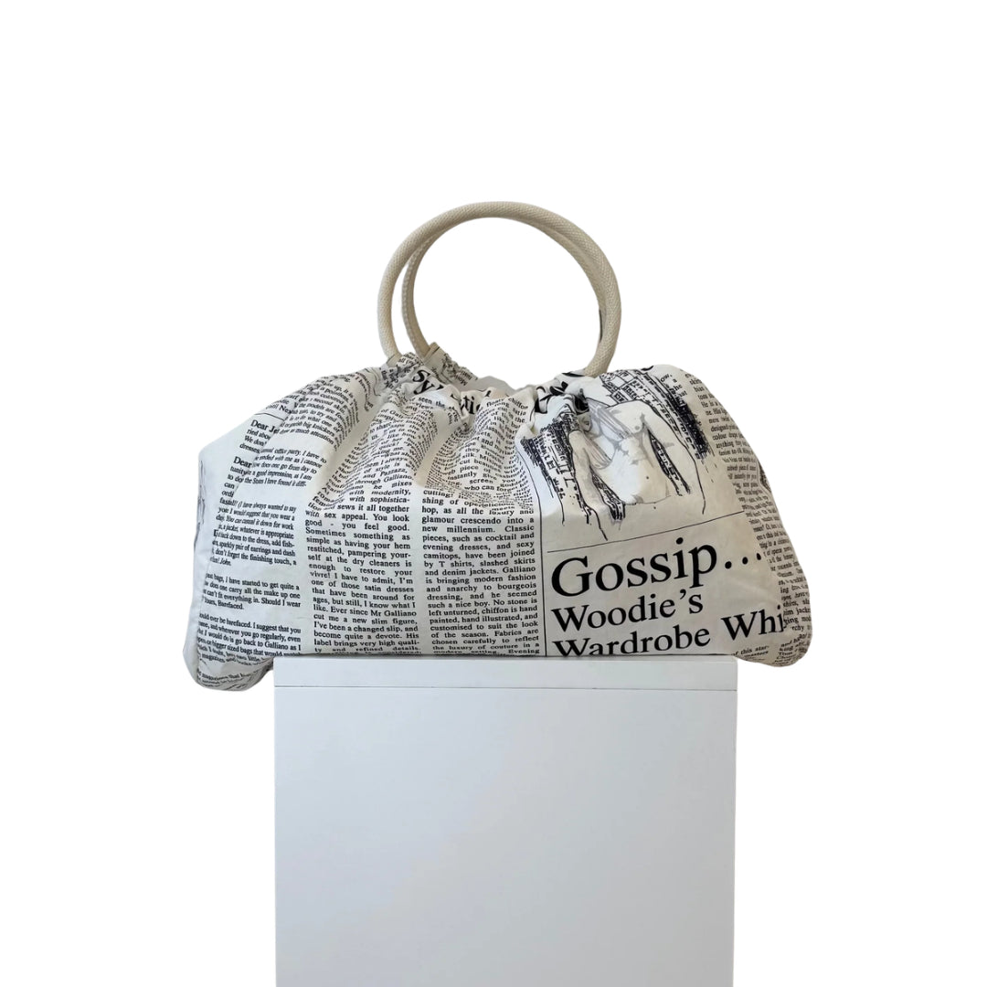 John Galliano 2007 - Newsprint Ring Handle bag